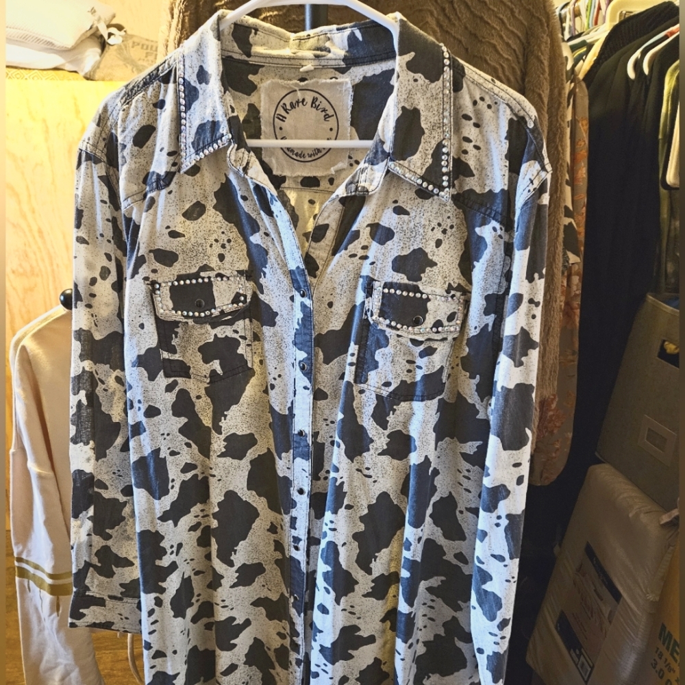 Women's cow print button down.